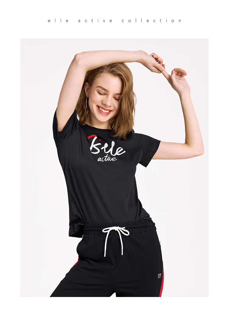 ELLE ACTIVE Fashion Versatile Antibacterial Short Sleeve T-Shirt Women Slim Fit High Cotton Content Summer New Round Neck Top Navy Blue XL 10