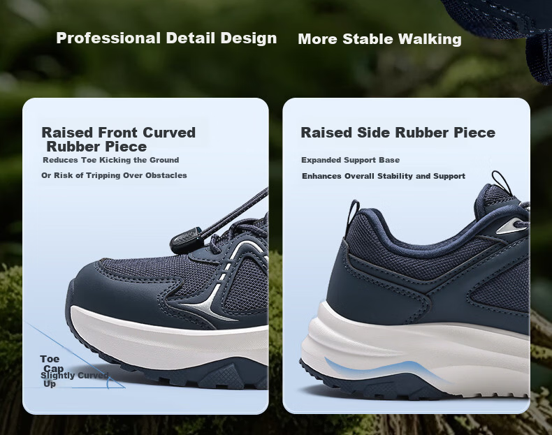 Zulijian Elderly Spring Summer Breathable Walking Sports Shoes Casual Outdoor Non-slip Shoes 26156004J Black/Silver Men 40 7
