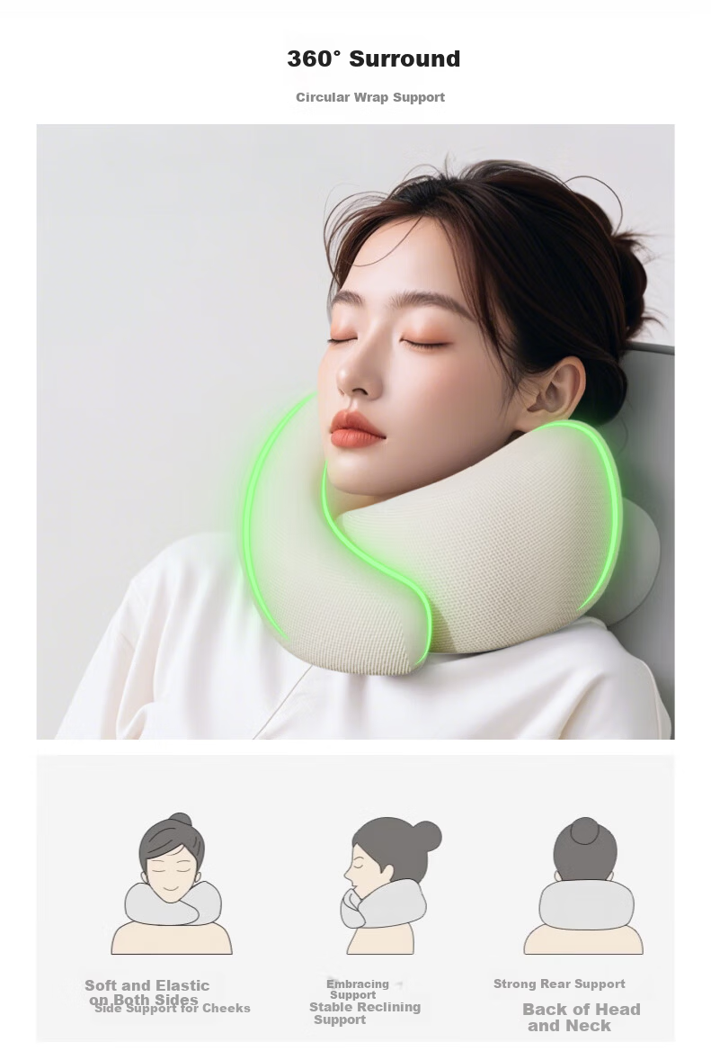 Wuyingongfang, Mu Yin Liangpin Textile Subsidiary U-Shaped Pillow, Portable Storage Travel Neck Support Pillow, Airplane Neck Pillow, Office Nap Pillow 5