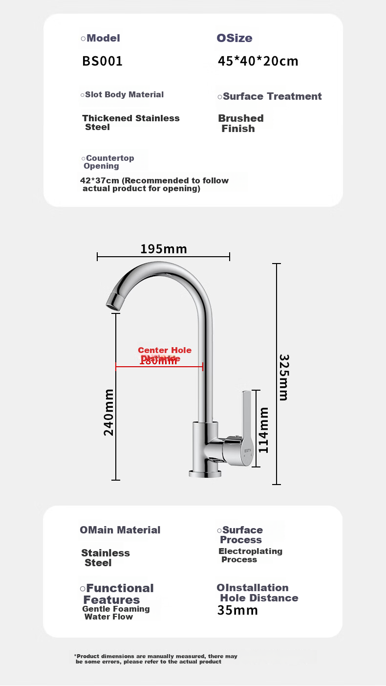 BSITN Kitchen Single Bowl Sink Integrated Stainless Steel Small Handmade Washing Basin BS001 12