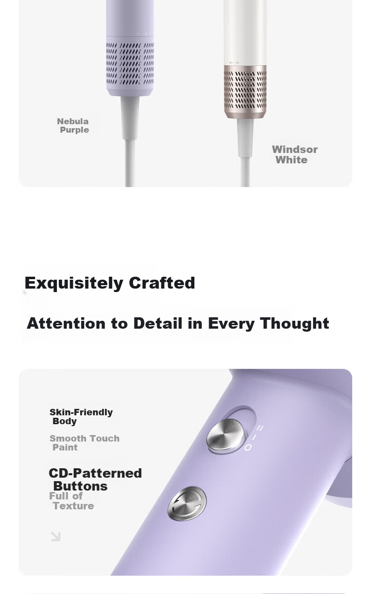 Showsee 110,000 RPM High-Speed Mini Portable Hair Dryer Fast Drying 600 Million Negative Ions Hair Care Quiet High Power Women's Day Gift with Concentrator Nozzle A15 16