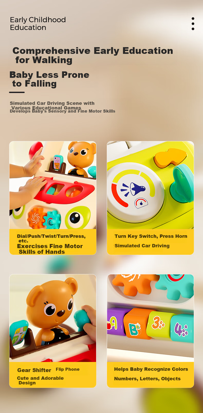 HUILE TOYS Infant Newborn Baby Walker Toy Toddler Boys Girls Birthday First Year Gift 10