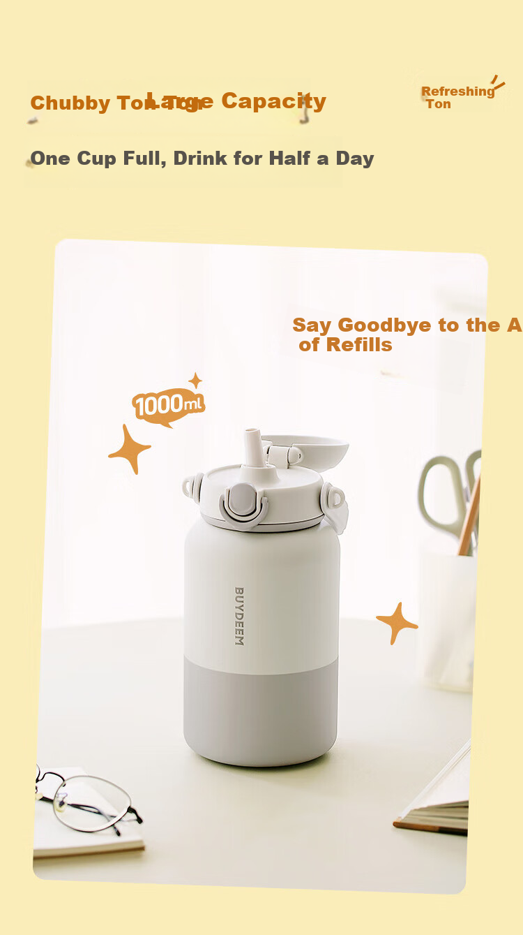 Buydeem DUNDUN Insulated Bottle 316L Stainless Steel Large Capacity Portable Water Bottle Stylish Gift 1