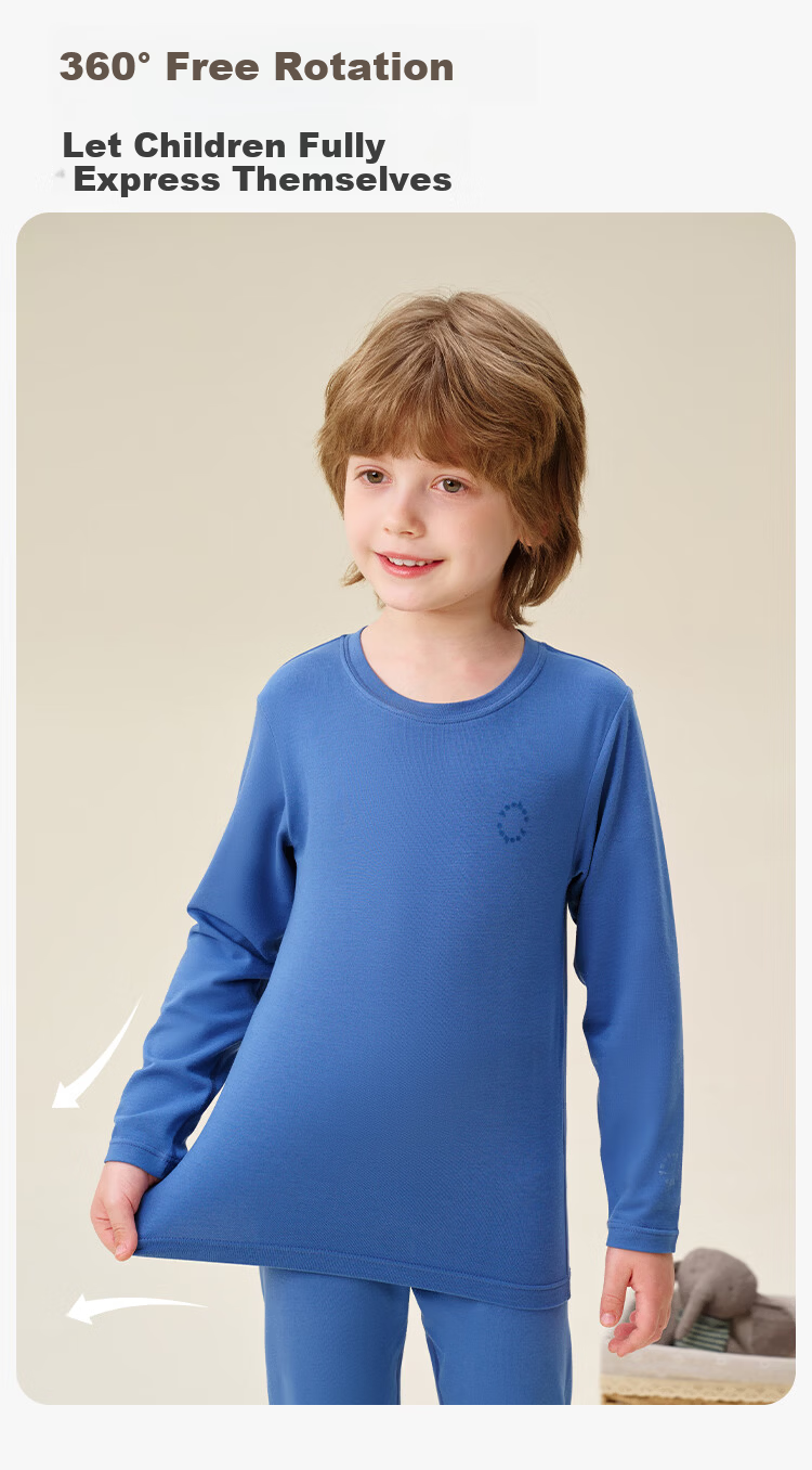 YEEHOO [Warm Core] Modal Thickened Children's Thermal Underwear Set Boys and Girls Autumn Long Johns Set 14