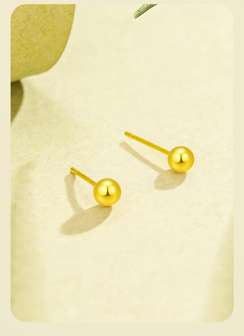 Jinliufu Auspicious 990 Pure Silver Round Bead Earrings for Women Simple Sterling Silver Hypoallergenic Studs Gift for Girlfriend on Qixi Festival 7