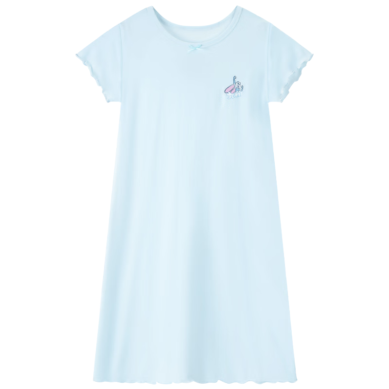 Disney Modal Lace Pajama Dress 26 Summer Girls Rabbit Police Officer Skin-friendly Comfortable Breathable Homewear Light Blue 120