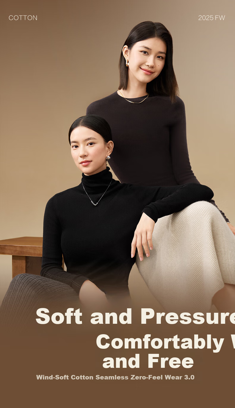PurCotton Guo Jingjing Recommended Seamless Zero-Feel 100% Long-Staple Cotton Anti-Static Soft Cotton Sweater 2