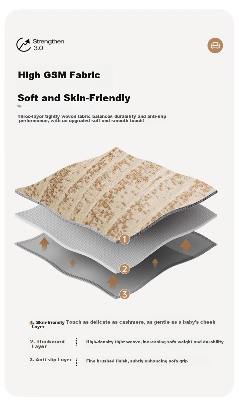 MUJI Class A Baby Sofa Cover Full Coverage Four Seasons Non-Slip Sofa Slipcover Full Wrap Cushion 180*340 Champagne Coffee 5