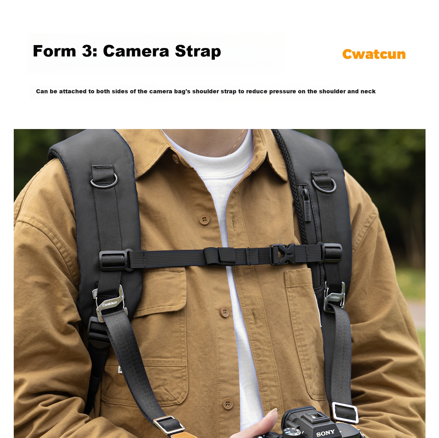 CWATCUN Kaden Camera Shoulder Strap Wrist Strap 3-in-1 Quick Release Buckle Crossbody Neck Strap for Sony Canon Fuji Nikon 7