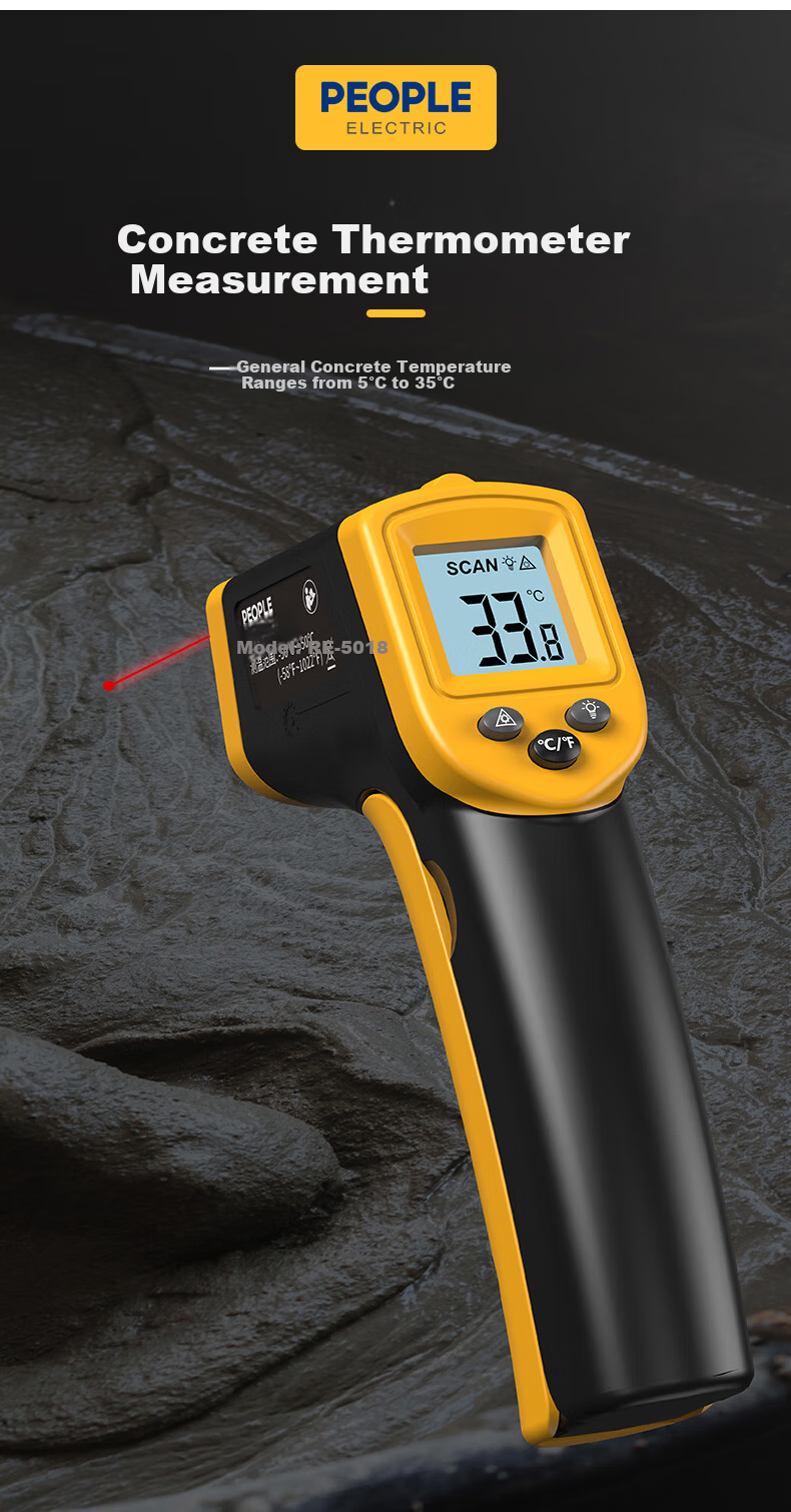 People Industrial Grade Infrared Thermometer High Precision Temperature Gun Water and Oil Temperature Gun -50~700℃ 9