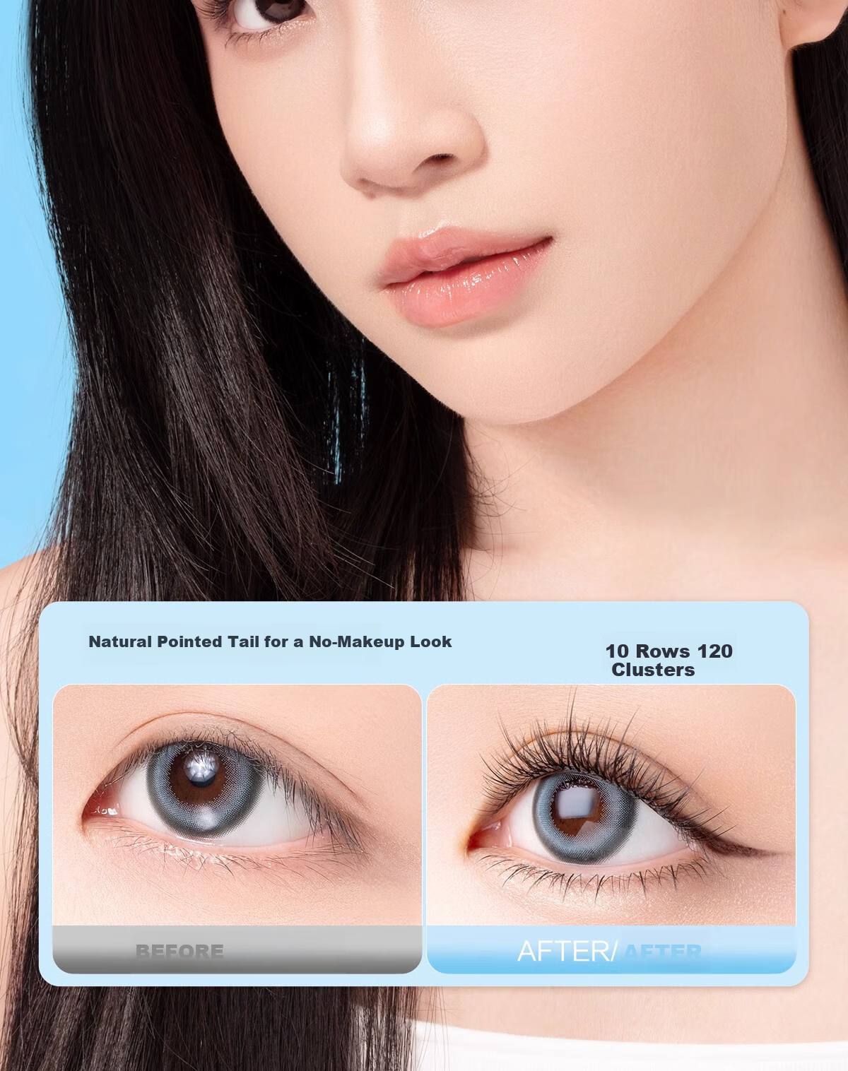 Ouyizi Self-Adhesive False Eyelashes Natural Beginner No Glue Needed Removable Segment Eyelash Clusters 120 Pieces 6