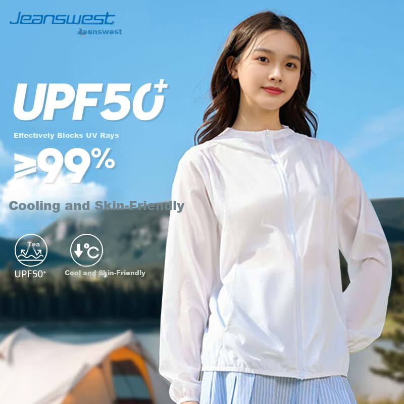 Jeanswest Women's Sunscreen Jacket 2025 Summer New High UV Protection Washable Lightweight Soft Woven Sun Protection Coat