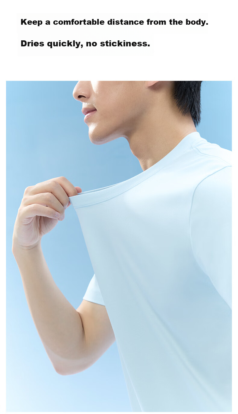 MiiOW Summer Men's Short Sleeve Liquid Ammonia 100% Cotton Crew Neck Casual Sports Base Shirt 7
