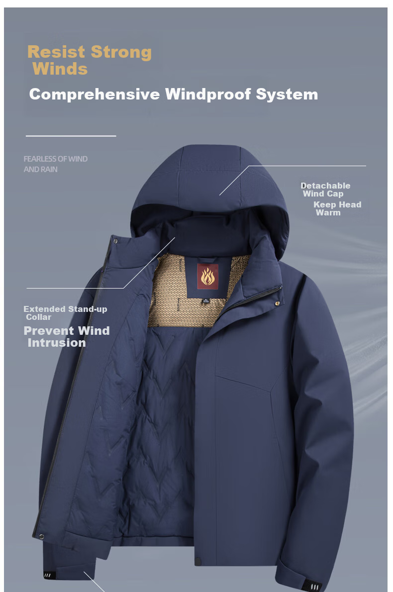 SHANSHANSHANSHAN Men's Cotton Jacket Autumn Winter Windproof Warm Casual Detachable Hooded Coat Daily Commuting Dad Jacket 4