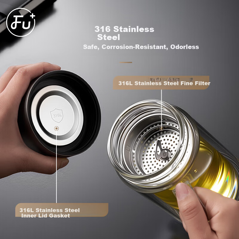 Fuguang Jiashuang Double-Layer Glass Cup Home Business Office Water Cup with Handle Tea Infuser Separation Desktop Office Cup