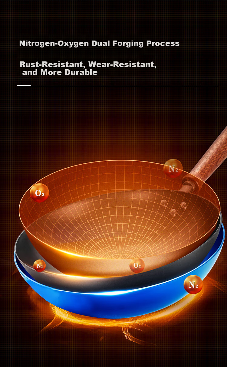Chuida Huang Cast Iron Wok 34cm Non-Rust Lightweight Non-Coated Non-Slip Frying Pan 5