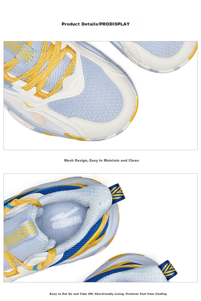 ERKE Children's Basketball Shoes for Spring, Boys' Lace-Up Shock-Absorbing Sneakers, Micro-Crystal White/beeswax Orange, Size 39 52