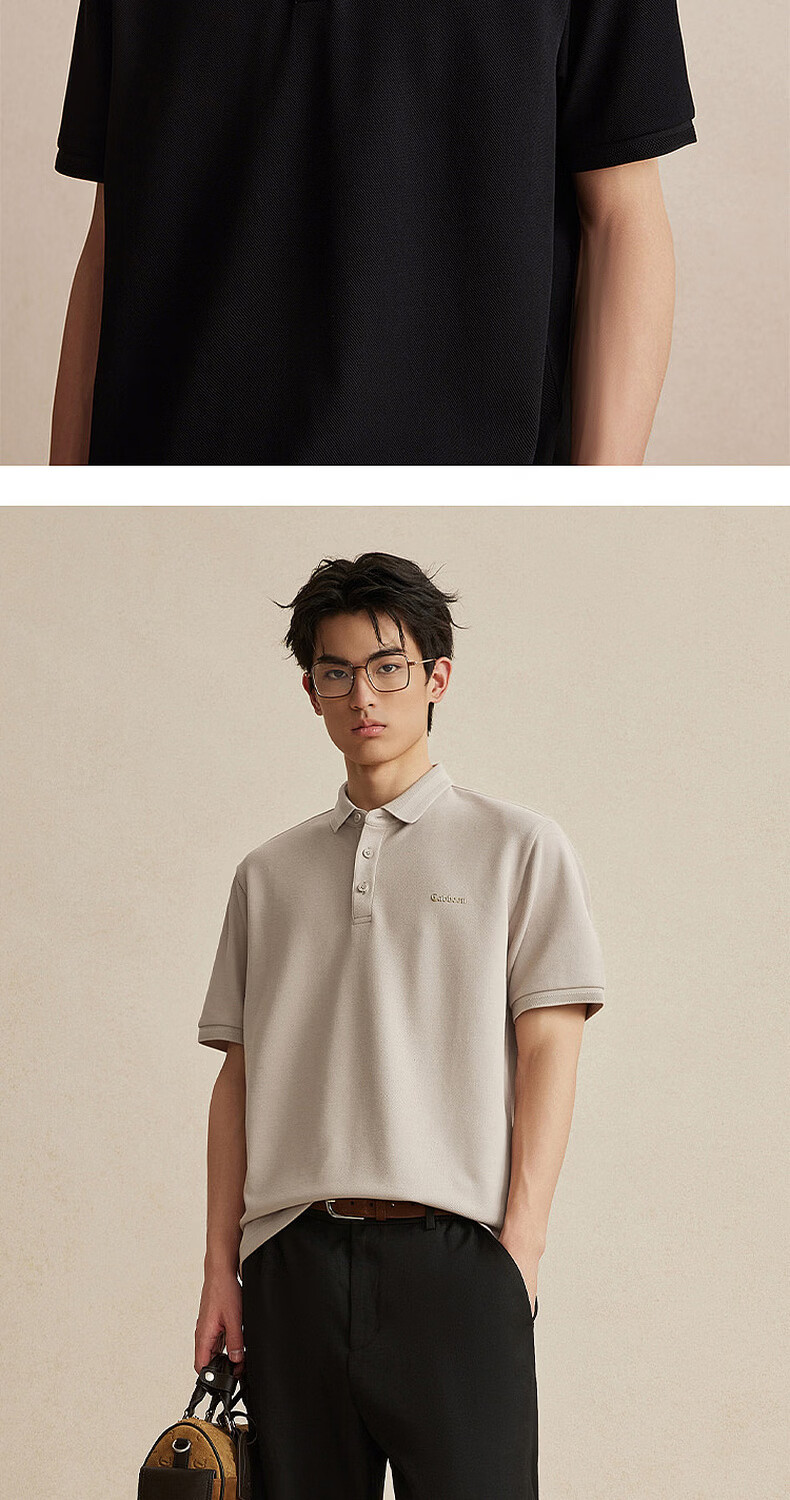 CABBEEN Pik Da Zhu Di Men's Polo Shirt Honeycomb Texture Crisp Shape 2026 Summer Short Sleeve Breathable Polo Shirt 15