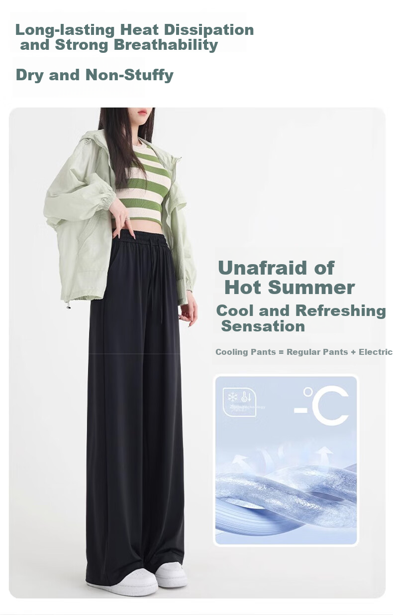 LangSha Ice Silk Wide-Leg Pants Women Summer Thin High-Waist Sun-Protective Slim Loose Straight-Leg Mosquito-Repellent Casual Trousers 10