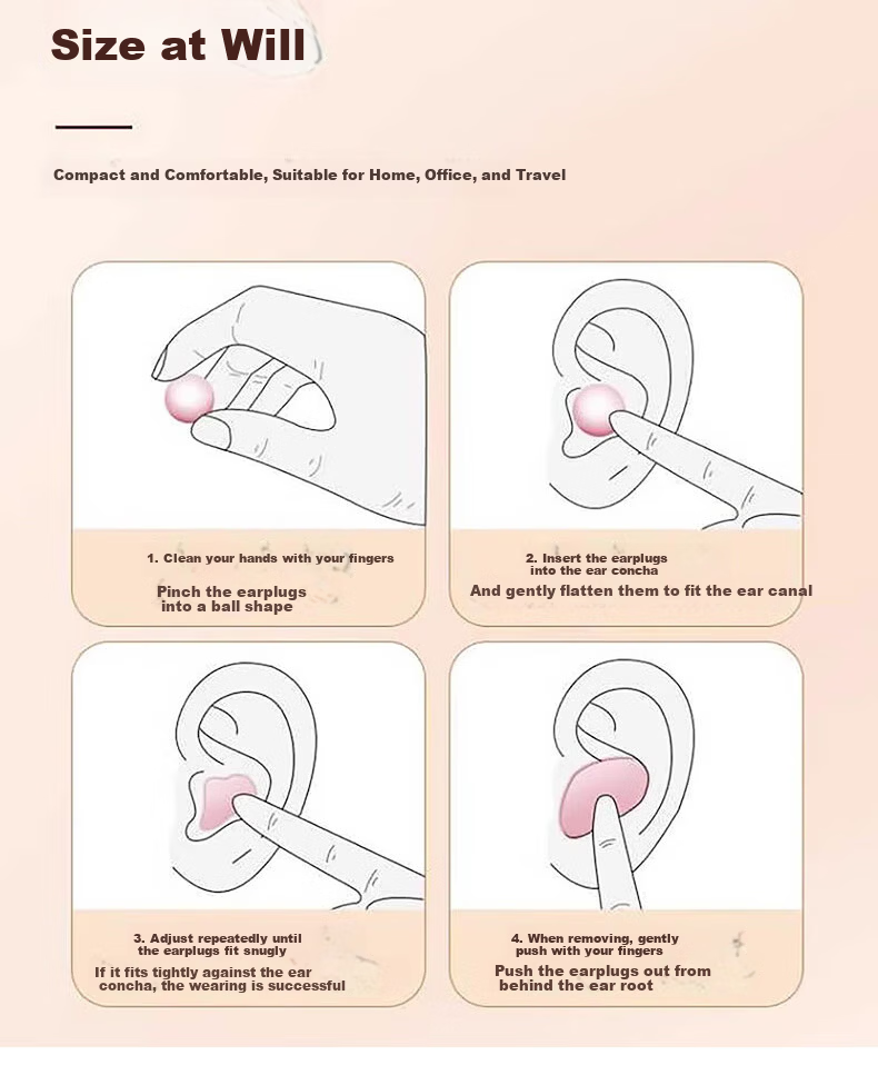 BWNK Silicone Earplugs Noise-Isolating Waterproof Soft Moldable Sleep Swimming Earplugs for Men and Women Small Ear Canal Pink 6-Pack Moldable Silicone Earplugs 7