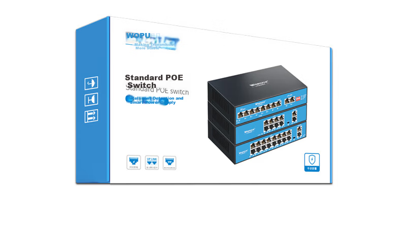 Wopool 8-Port PoE Power Supply Switch Full Gigabit 8 Ethernet Ports + 2 Uplink Ports Camera Surveillance Recorder Network Splitter Enterprise-Level Switch Watchdog 15