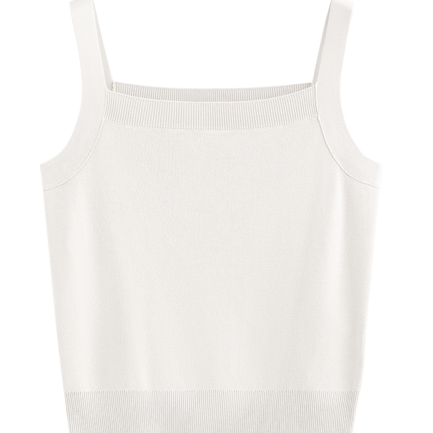 INMAN Striped Square Neck Knitted Camisole Tank Top, 2026 Summer Women's New Short Fitted Blouse, White, L