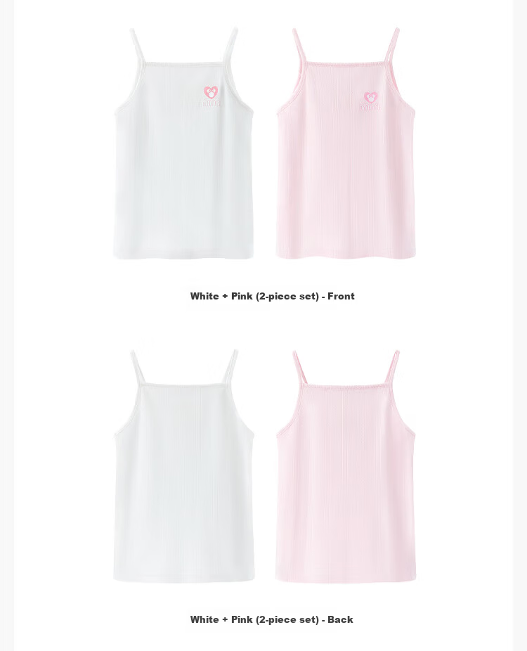 Disney Girls' Cotton Tank Top Children's Homewear Summer Thin PBZPL3029 White+Pink Size 130 7