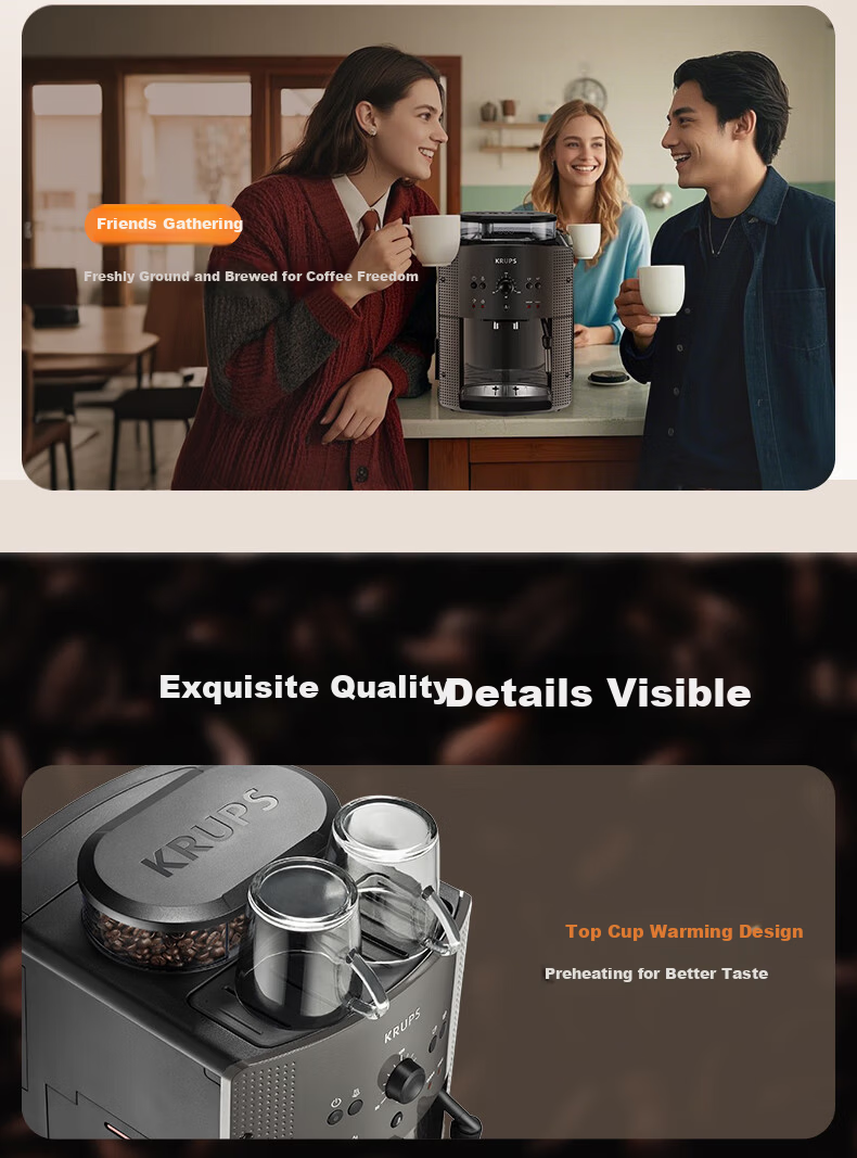 Krups Germany Fully Automatic Espresso Coffee Machine with Grinder EA810B80 Black Gray European Original Imported for Home/Office 19