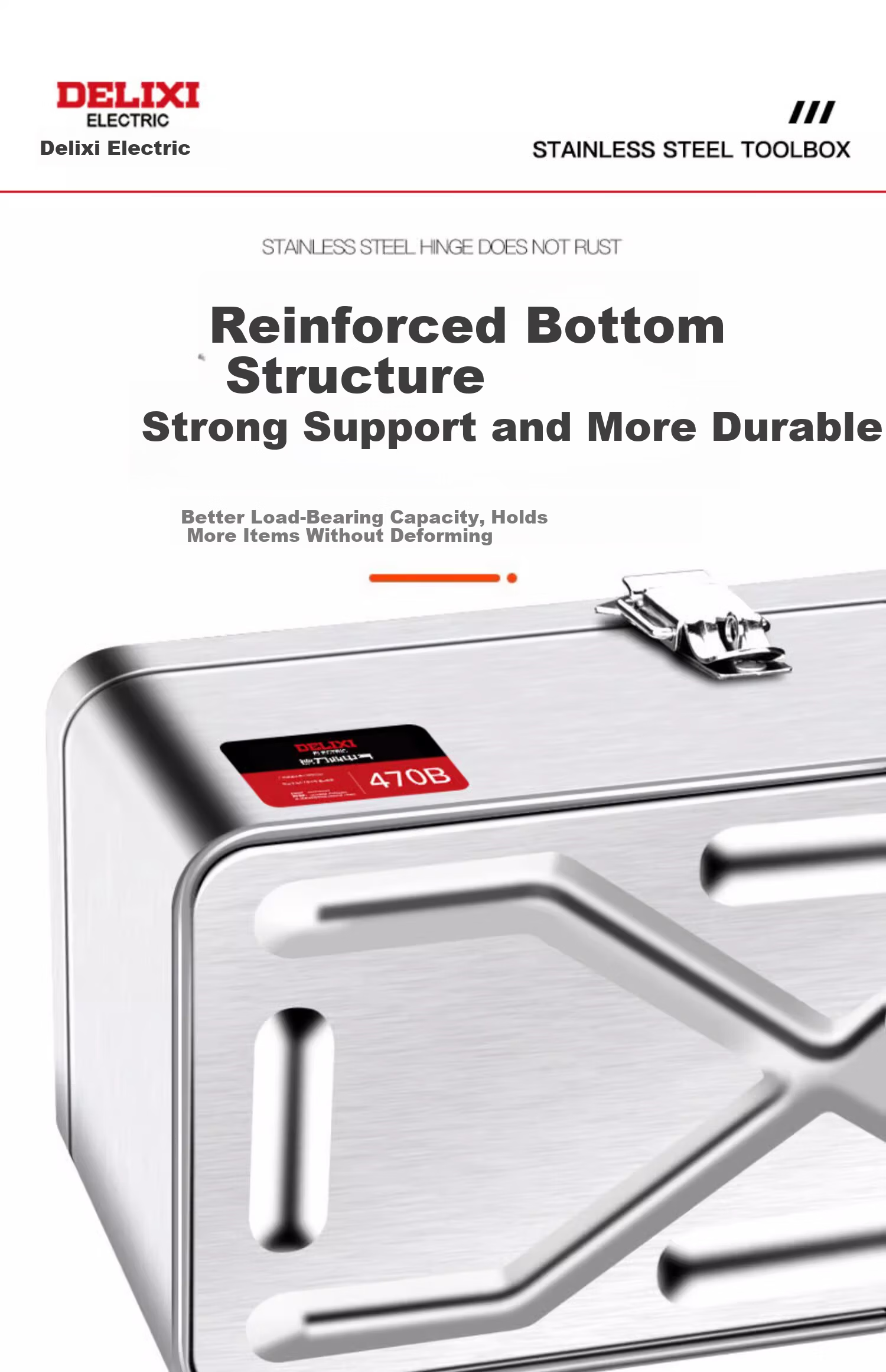 DELIXI ELECTRIC Stainless Steel Toolbox Storage Box Car Home Storage Case Thickened Hardware Iron Box Large Size 12