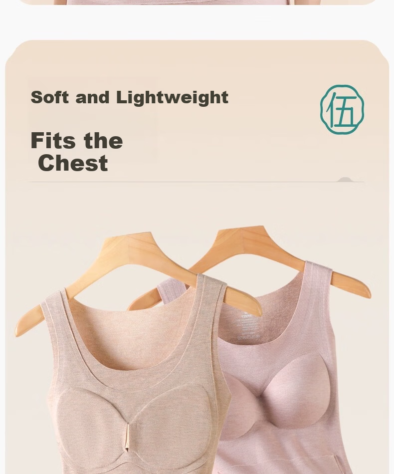 Jindu Thermal Double-Pocket Waist Support Vest for Women Autumn Winter 2024 with Chest Pads and Pocket for Heat Packs 11