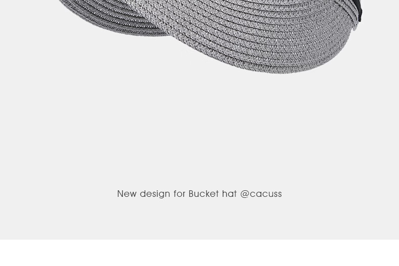 CACUSS Women's Open-Top Straw Sun Hat with Bow, Fashionable Vacation Outdoor Summer Sunshade Cap, Starlight Gray 16