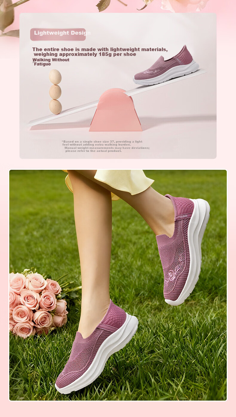 Zulijian Elderly Soft Sole Casual Walking Shoes Holiday Gift Rose Mom Shoes 26116010T Lotus Pink Women Size 36 12