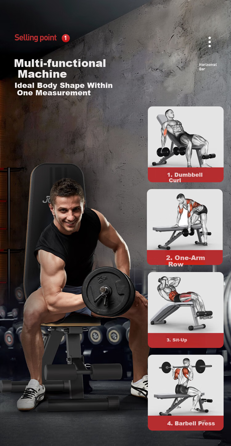 JOROTO American Dumbbell Bench Multifunctional Fitness Chair Weight Bench Sit-up Board Abdominal Fitness Equipment Home Gym Equipment MD25 2