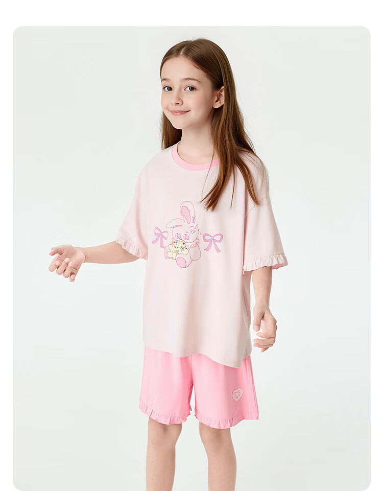 Balabala [Naipupu IP] Children's Summer Pajama Set Girls Short Sleeve Antibacterial Homewear Air Conditioning Clothes 23
