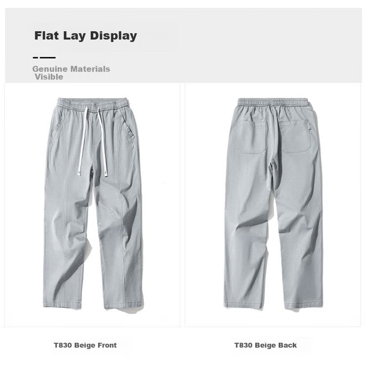 Pierre Cardin Men's Spring Summer Trendy Loose Straight Casual Pants Men's Lyocell Tencel Long Pants Beige M 9