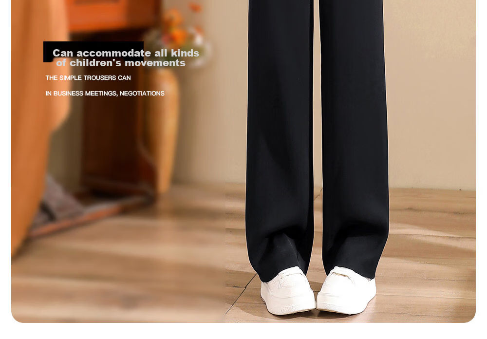 Langsha Women's New Suit Pants Office Commuting Formal Casual High-Waist Flowing Wide-Leg Wrinkle-Resistant Straight-Leg Pants for Petite 2
