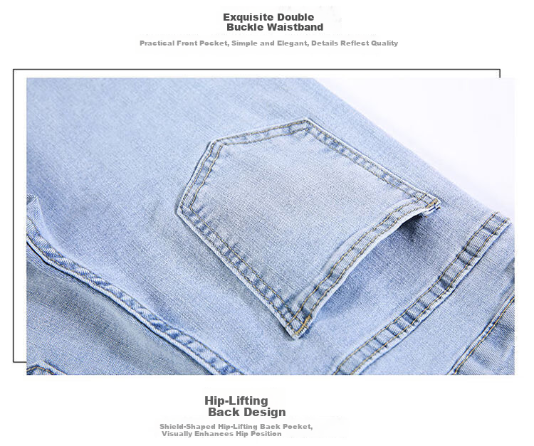 Pierre Cardin Women's High-Waist Stretch Light Blue Cropped Slim Fit Jeans with Slit, Summer, Size L 19