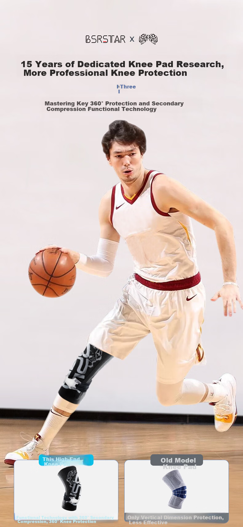 BestRay 5D-Max Knee Brace Sports Professional Running Badminton Support Men Meniscus Injury Protection Basketball Non-Slip Sleeve 9