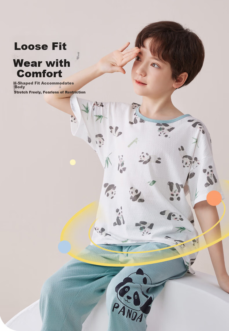 Miiow Kids Cotton Short Sleeve Pajama Set Boys Mesh Summer Homewear Planet Hero 150 4