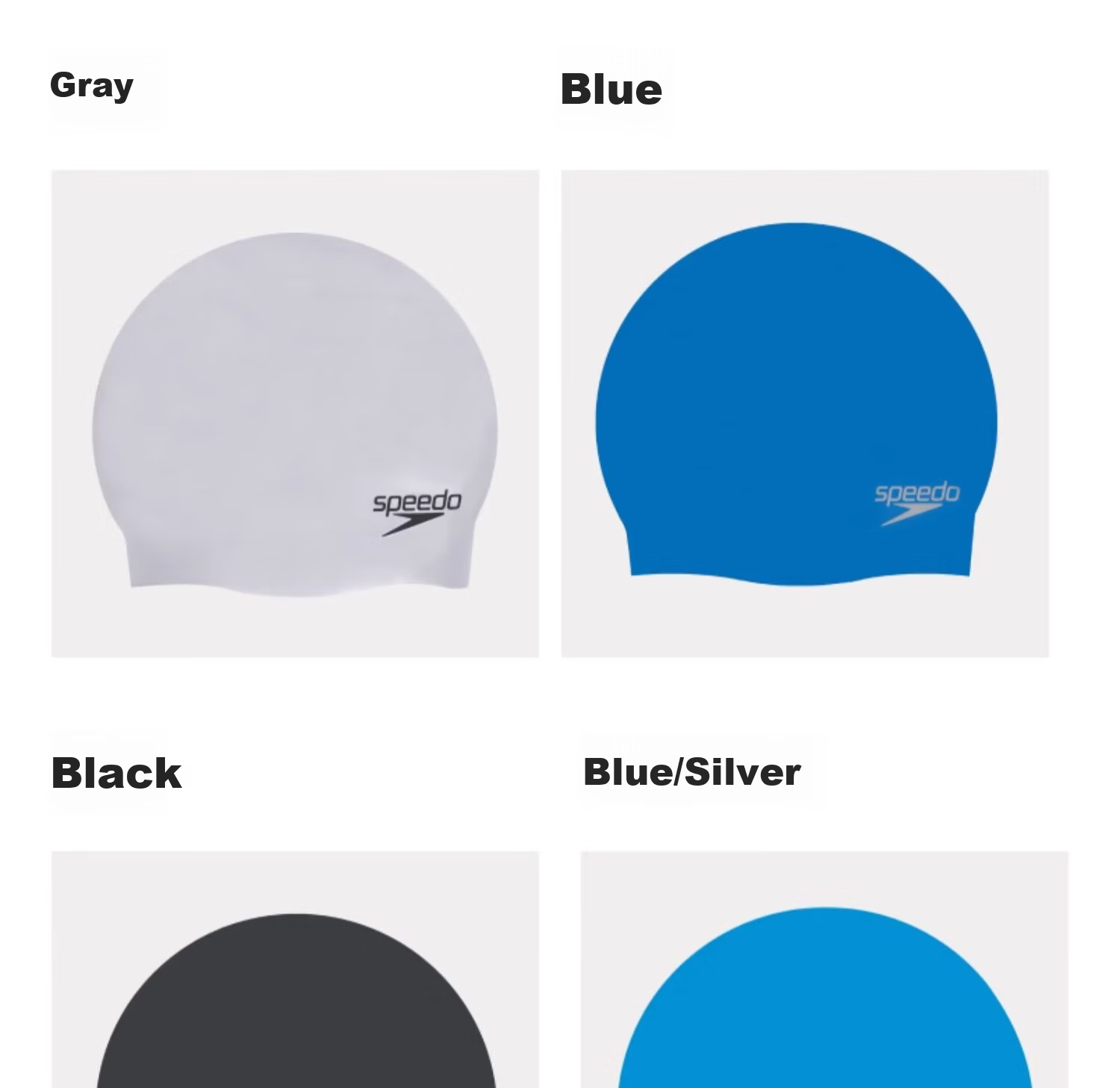 Speedo Silicone Swim Cap Solid Color Classic Flexible Comfortable Waterproof Hair Protection White 6