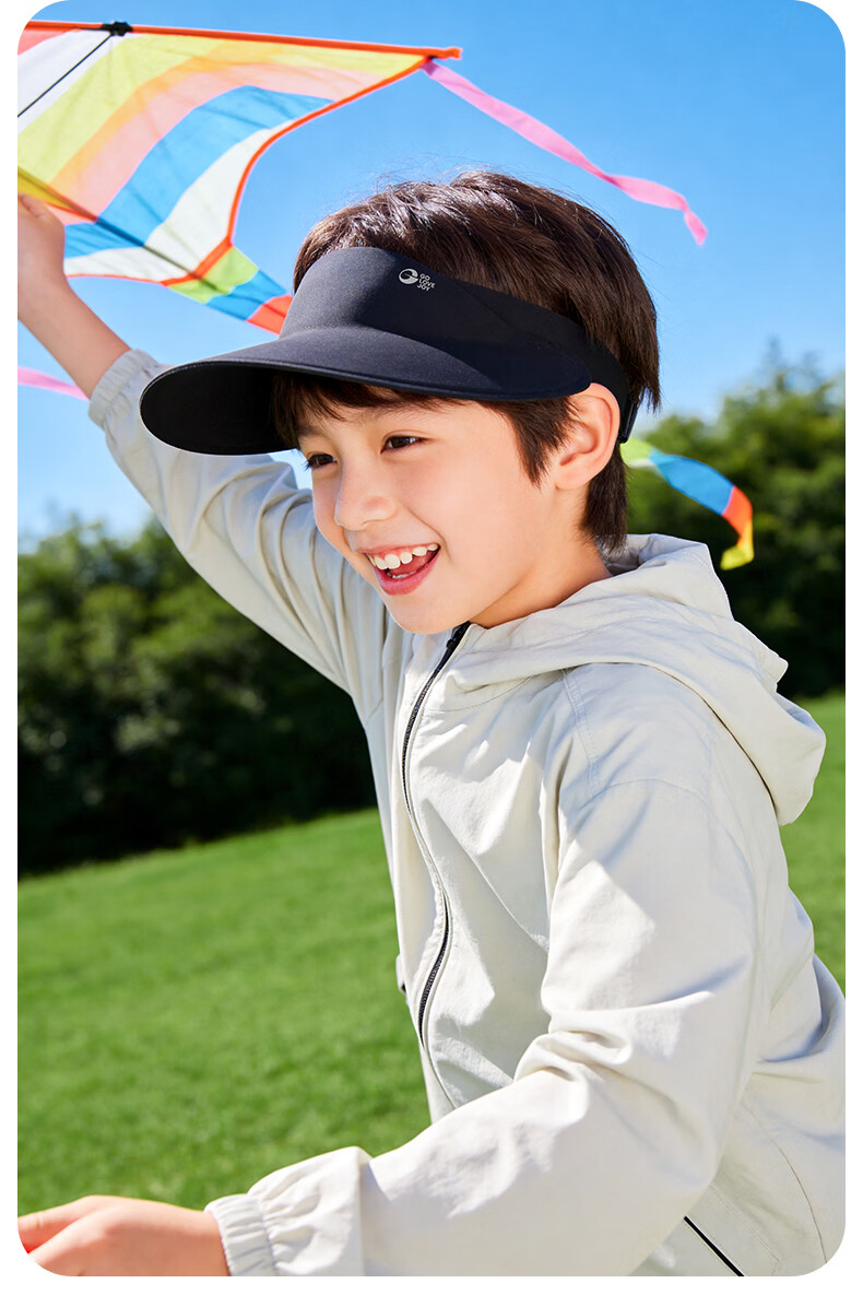GOLOVEJOY Kids Sun Protection Hat Unisex Summer Outdoor UV Protection Open-Top Sun Hat Black 11