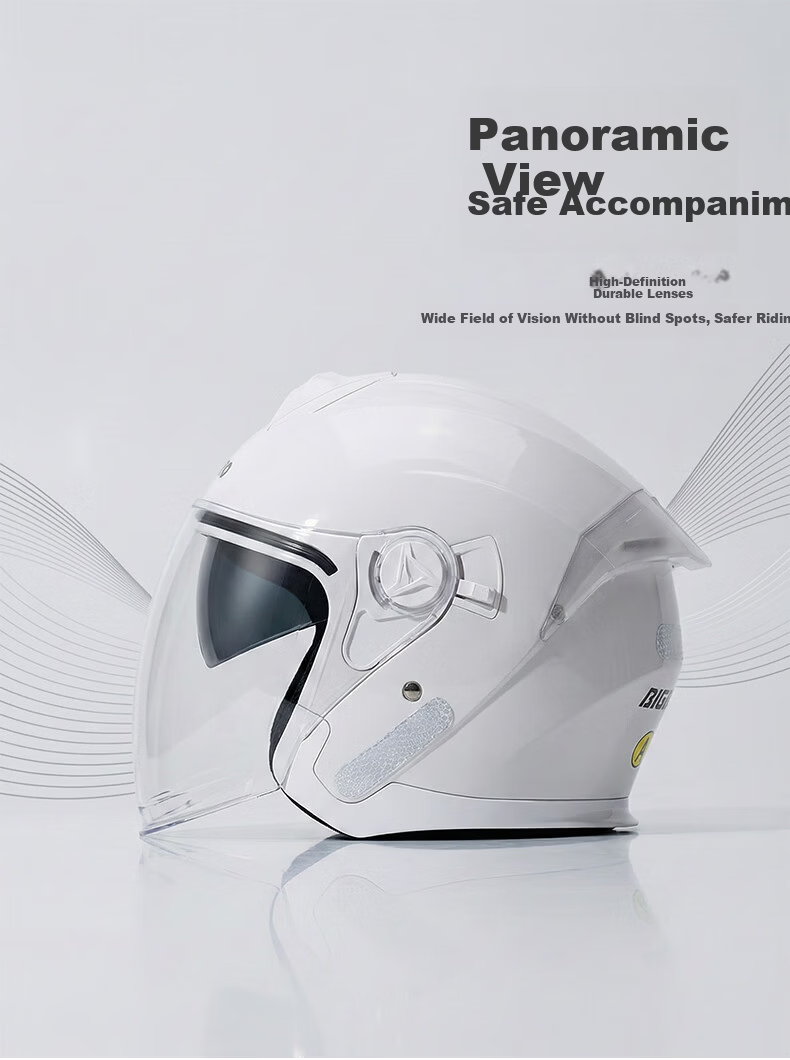 BIGBRO KY168 New National Standard 3C Dual-Lens Electric Motorcycle Helmet Summer Sunshade Unisex Electric Scooter Four-Season Universal Half Helmet Floral White One Size 5