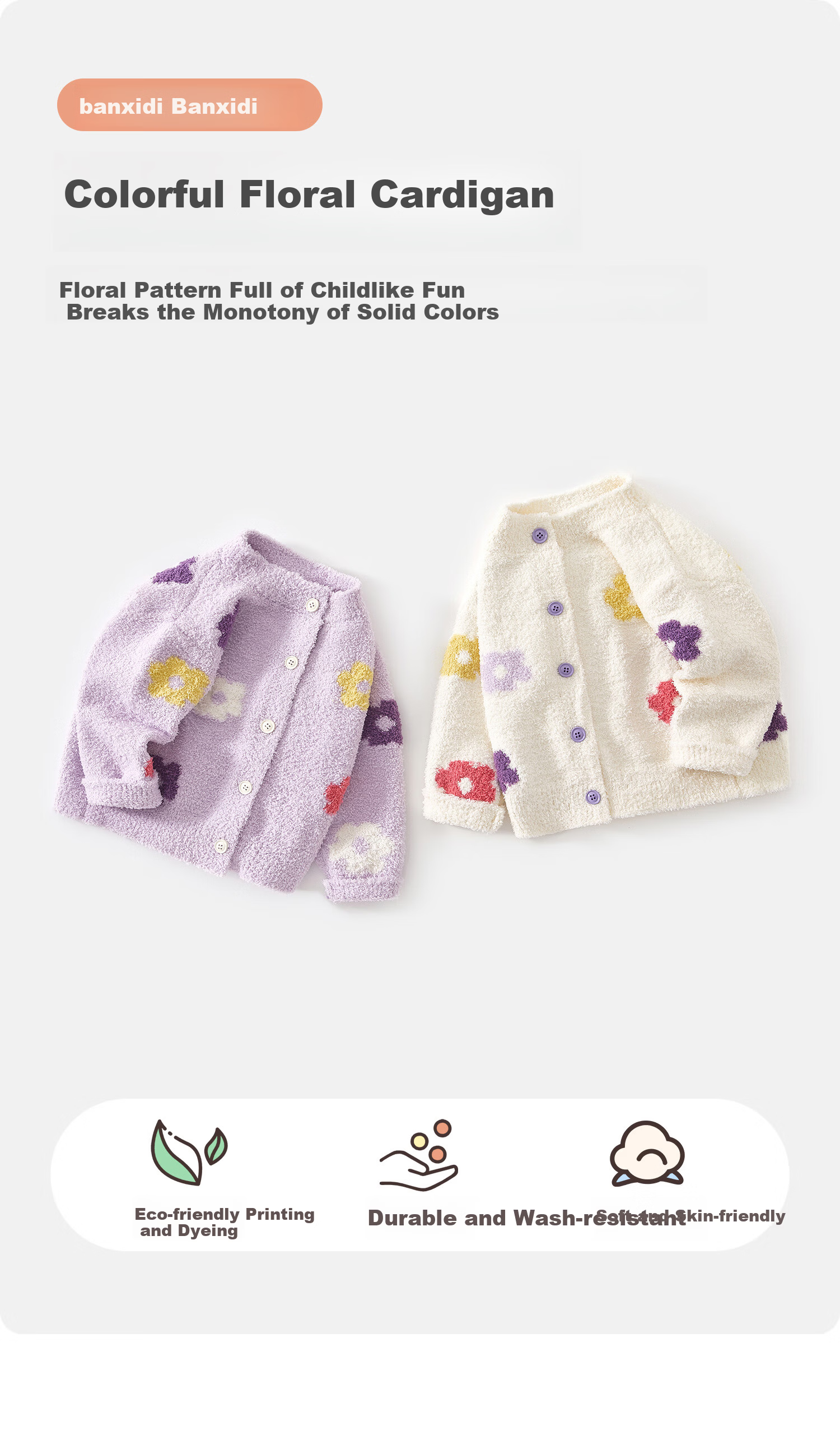 Banxidi Kids Sweater Spring 2026 New Stylish Baby Cardigan Girls Knitwear Spring Autumn Woolen Jacket 1