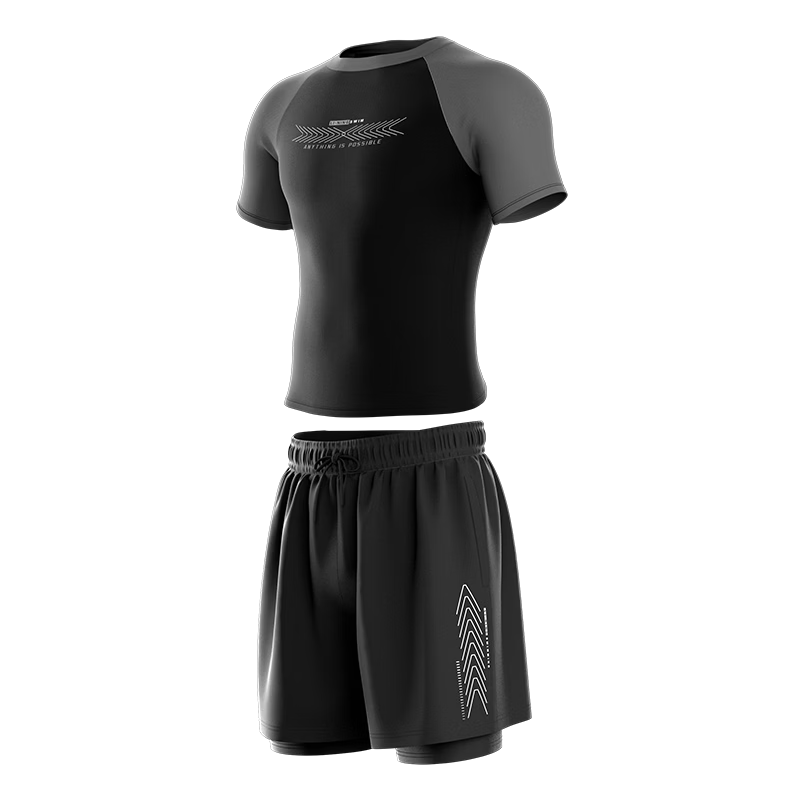 LI-NING Youth Swimming Suit for Junior High School Students 12-18 Years Old Large Size Boys Split Swimsuit 8523 Black Gray XL