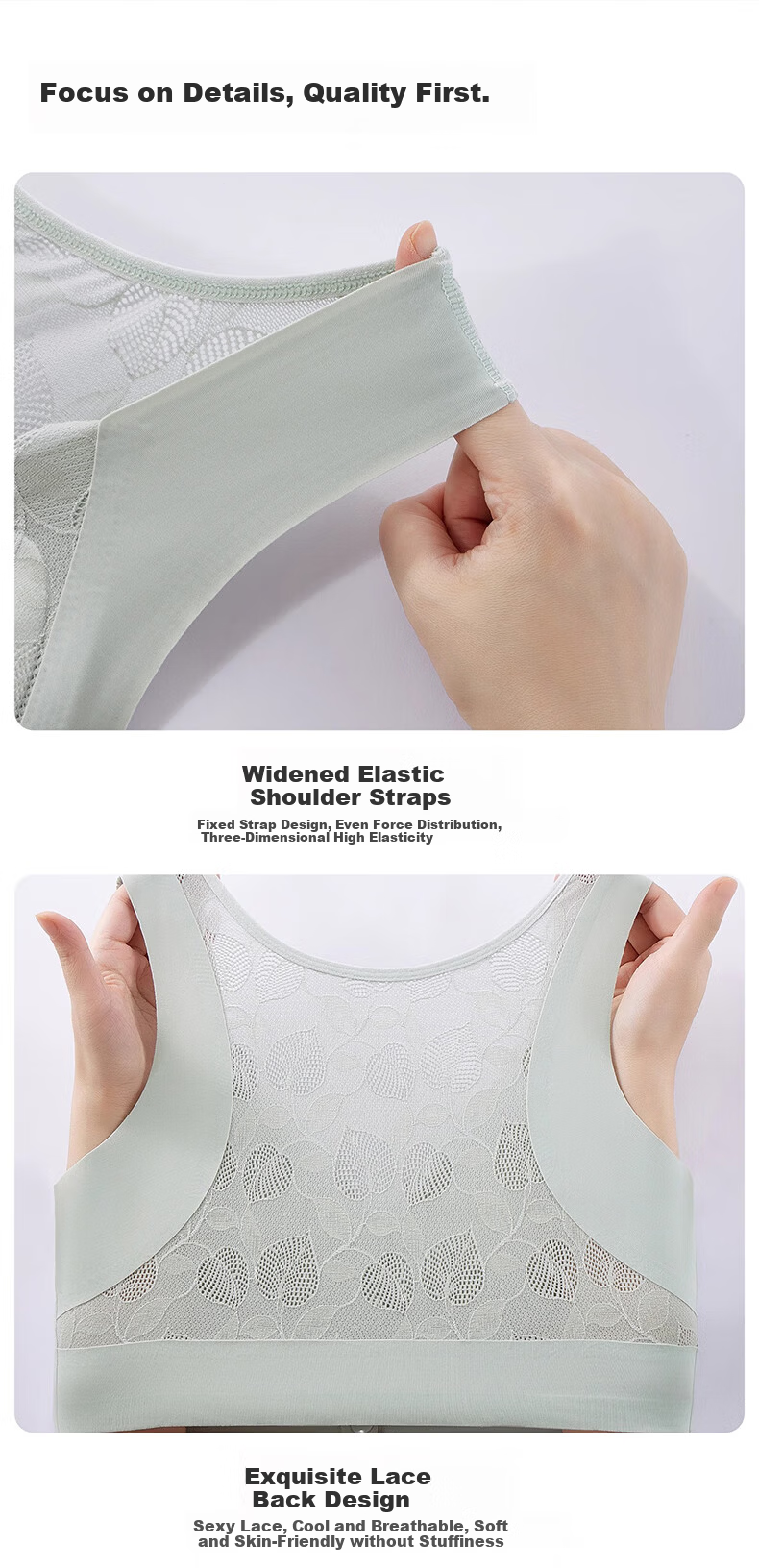 LangSha Women's Maternity Front Closure Bra Middle-aged and Elderly Vest Wireless Large Size Seamless Sports Bra Beautiful Back 14
