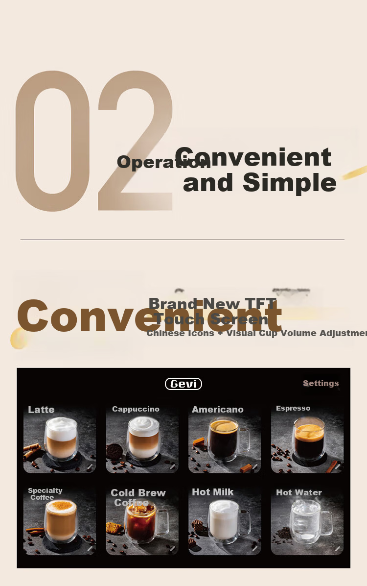 Gevi Fully Automatic Coffee Machine Home Cold and Hot Dual Extraction Grinder Integrated Small Coffee American Automatic Milk Frother Dual Heating GV-K03A Milk Coffee White Gift Choice 10
