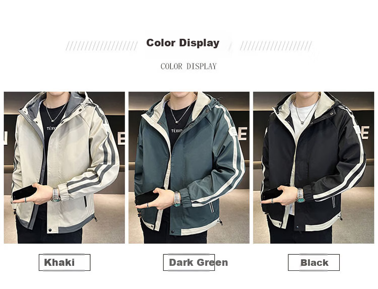 TUCANO Men's Spring Autumn Hooded Workwear Casual Jacket Loose Stylish Trendy Khaki 3XL 3