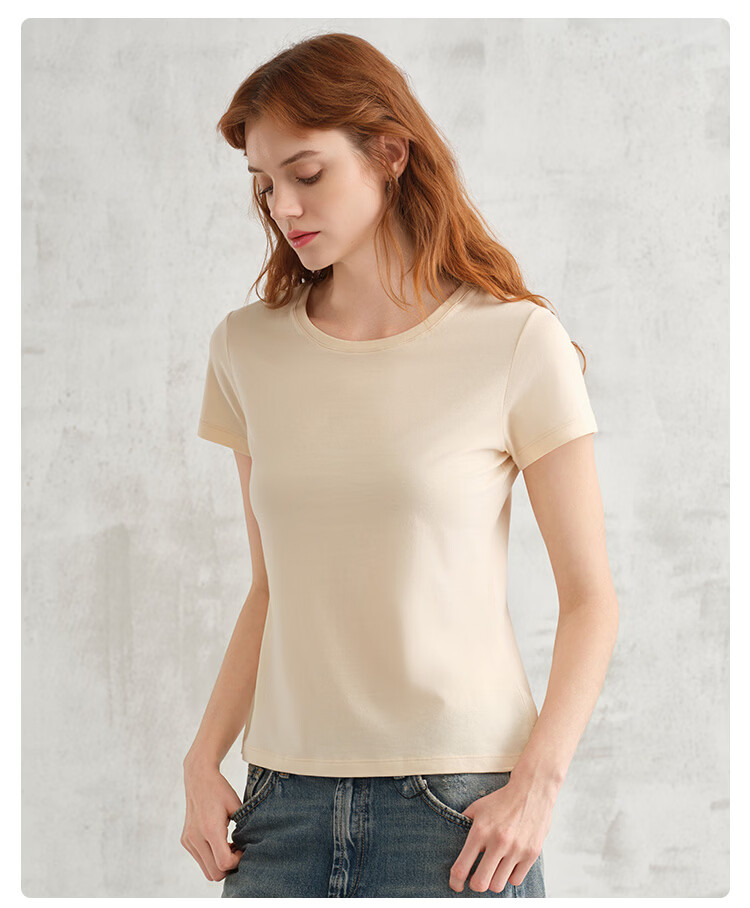 Schiesser Women's Basic Top Comfortable Cotton Solid Color Crew Neck Short Sleeve Homewear Top [2-Pack] White L 20