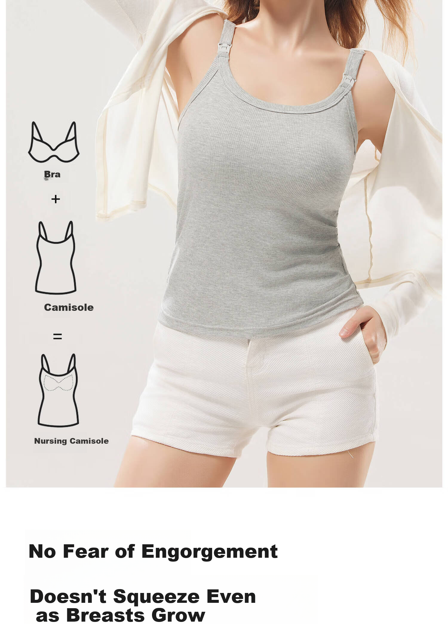 Shiduo Nursing Camisole Vest Maternity Innerwear with Chest Pads Anti-Sagging Postpartum Breastfeeding Base Layer 019 Bean Green XL 4