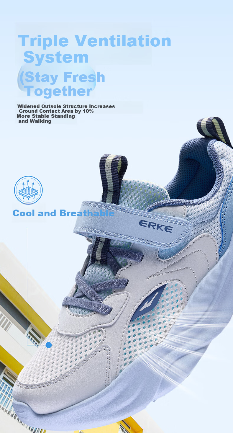 ERKE Kids Boys Girls Durable Casual Shoes Children's Breathable Mesh Sports Shoes Tranquil Purple/Galaxy Purple Size 29 3
